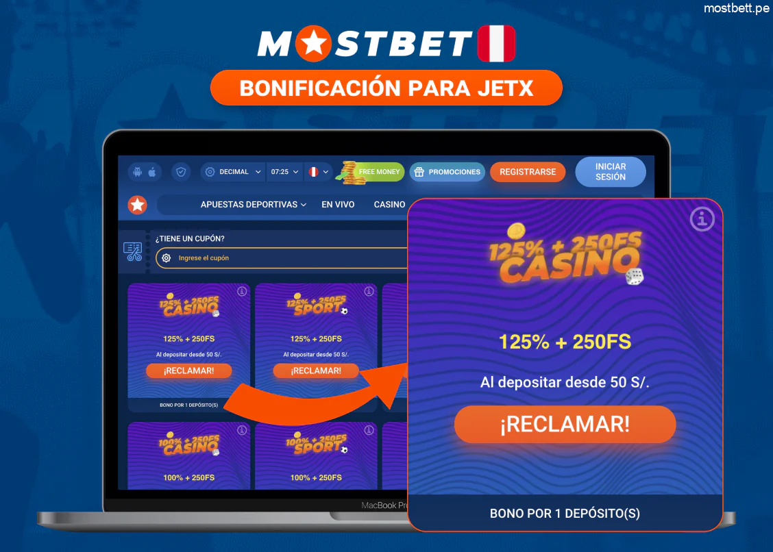 Bonificación de bienvenida JetX Mostbet