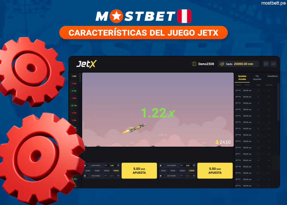 Funciones clave de JetX Mostbet