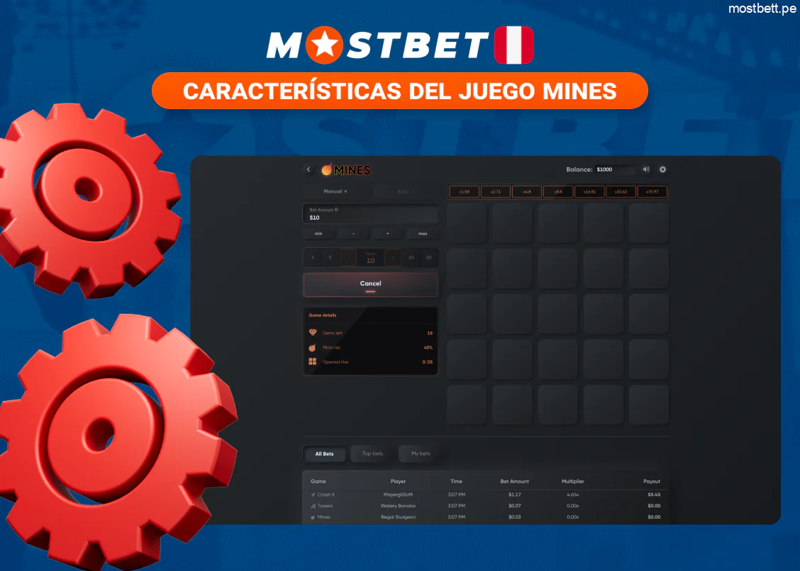 Opciones y funciones de Mostbet Mines