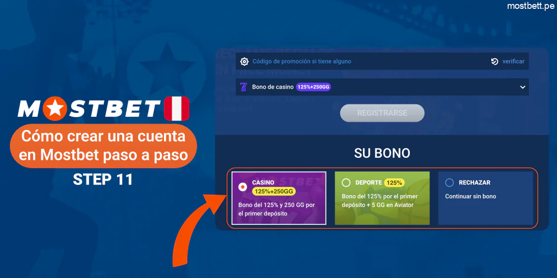Seleccionar bono bienvenida