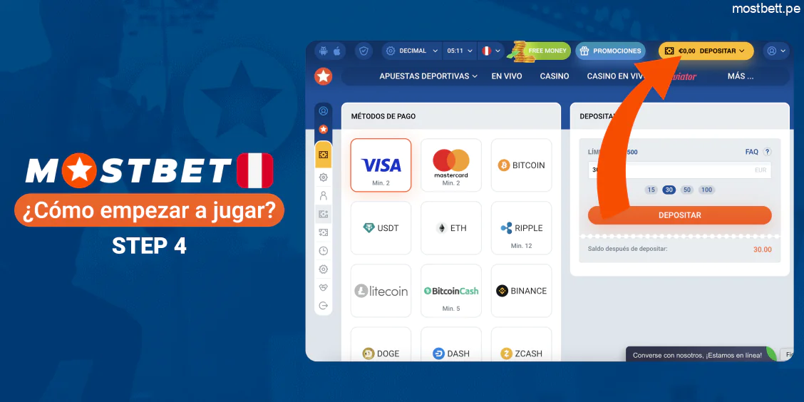 Inicio de sesión y depósito