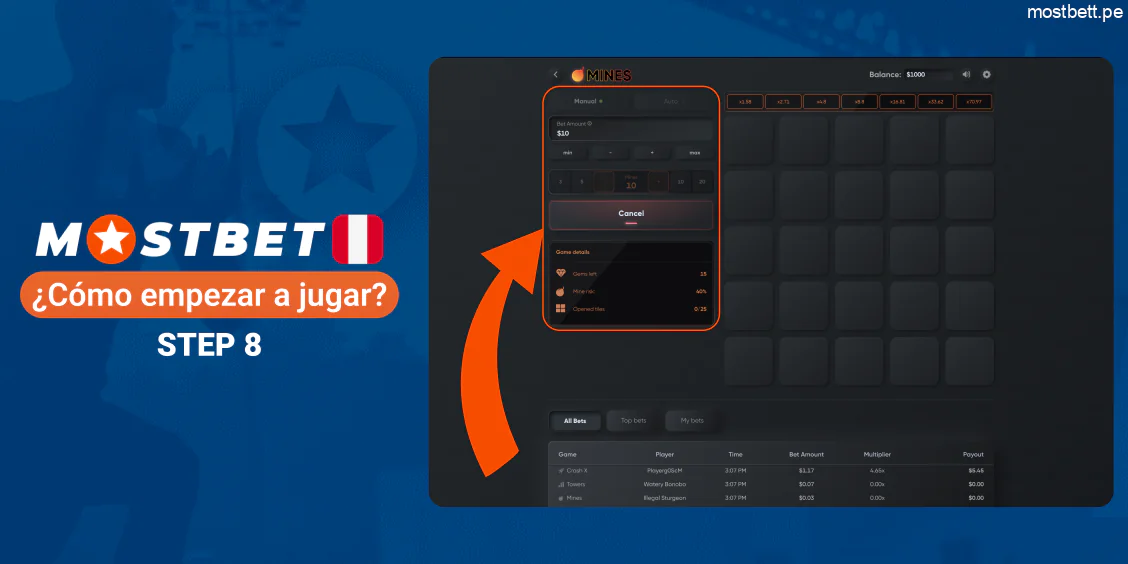 Configuración de cuadrícula y minas