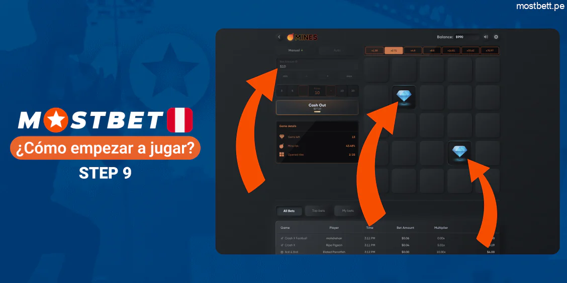 Inicio del juego con apuesta