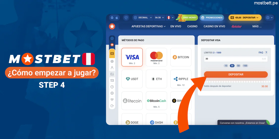 Mostbet realizar depósito y obtener bono