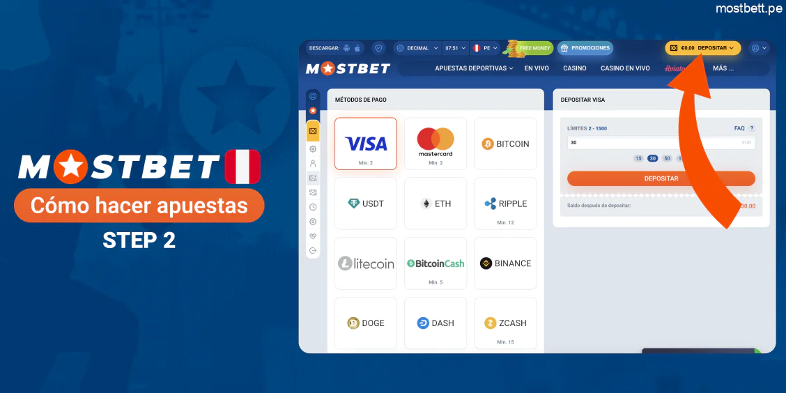 Depositar fondos en la cuenta