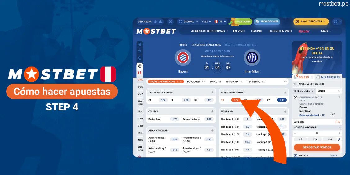 Seleccionar tipo de apuesta