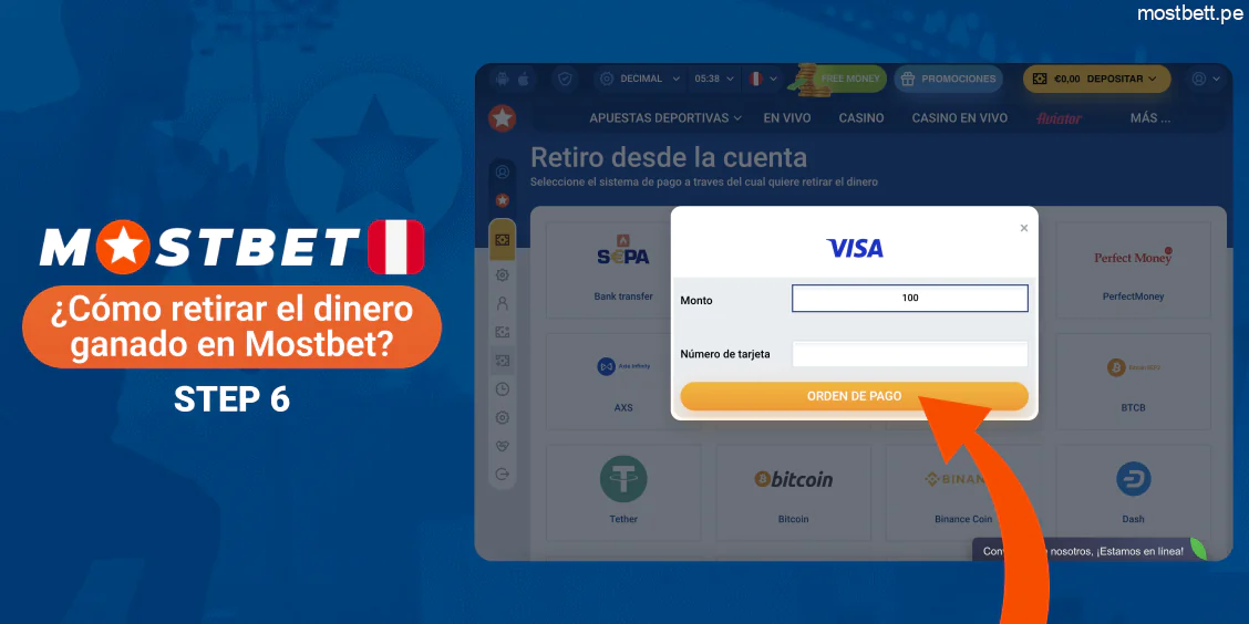 Mostbet Perú confirmar retiro de dinero