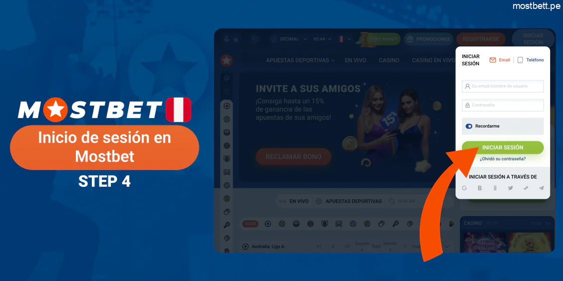 Haz clic en “Iniciar sesión”