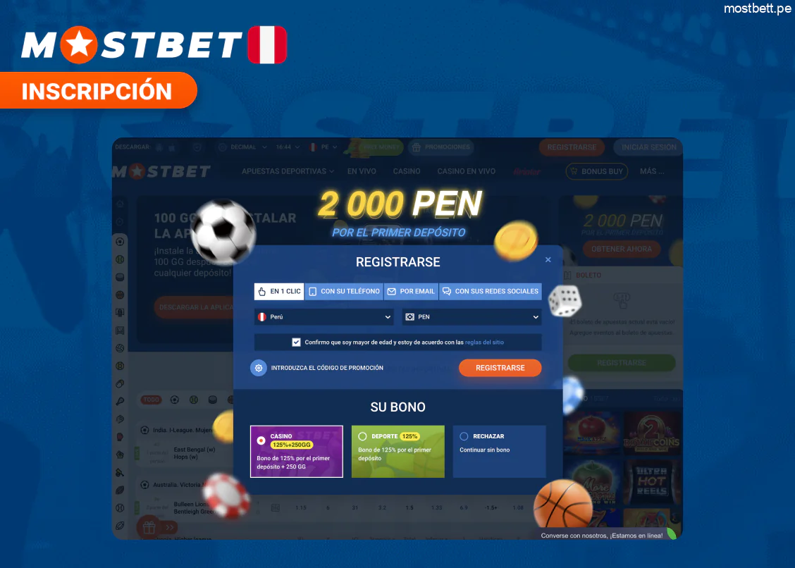 Mostbet Perú registro rápido y bono de bienvenida