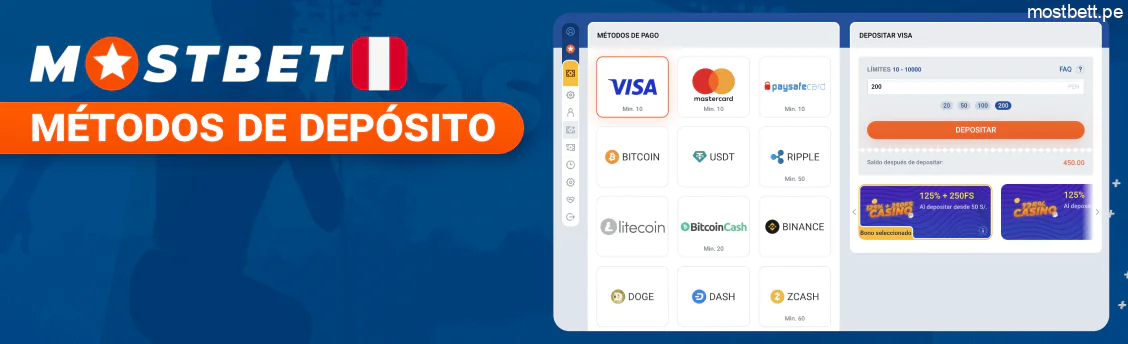 Mostbet Perú métodos de depósito rápidos y variados