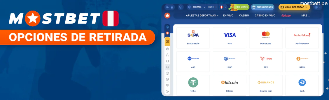 Mostbet Perú opciones seguras de retiro de dinero
