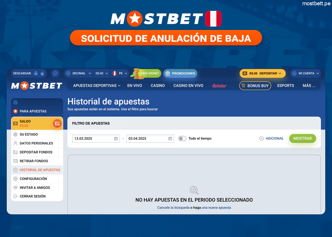 Mostbet Perú cancelar retiro pendiente fácilmente