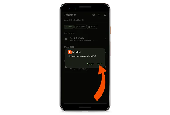 Inicia la instalación del archivo APK